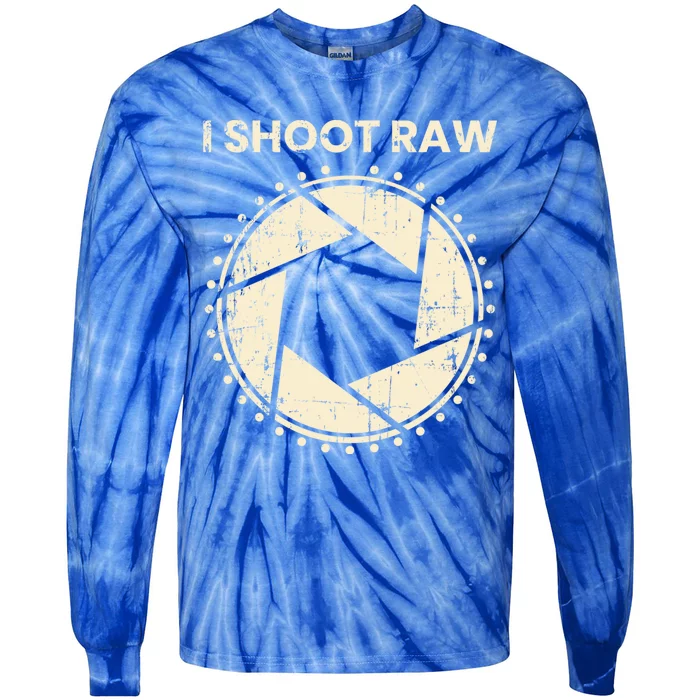 Photographer Gift I Shoot Raw Camera Bezel Retro Funny Gift Tie-Dye Long Sleeve Shirt