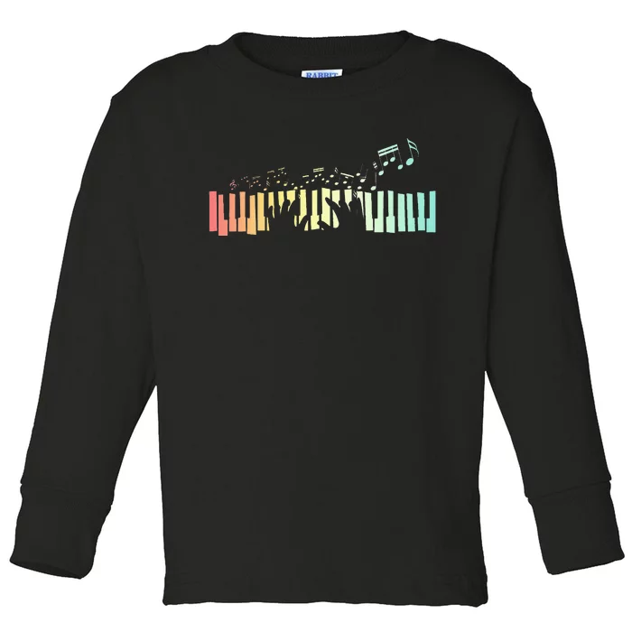 Pianist Gift Idea Keyboards Music Notes Piano Toddler Long Sleeve Shirt