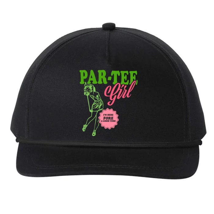 Partee Girl IM Here Fore A Good Time Vintage Quote Snapback Five-Panel Rope Hat