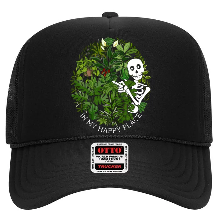 Plant Gifts In My Happy Place Plant Lover High Crown Mesh Trucker Hat