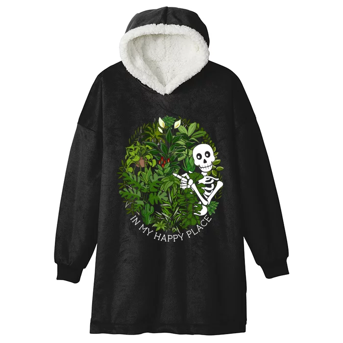 Plant Gifts In My Happy Place Plant Lover Hooded Wearable Blanket