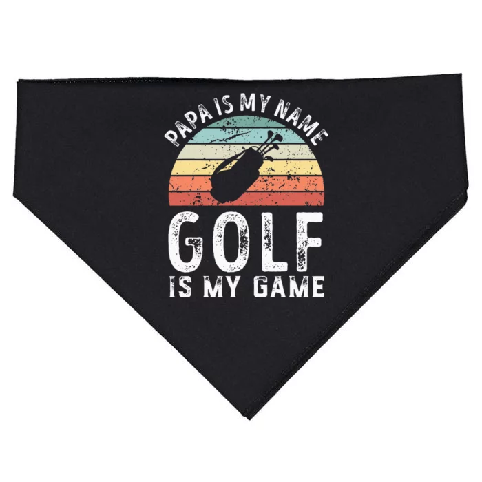 Papa Golf Is My Game Sunset FatherS Day USA-Made Doggie Bandana