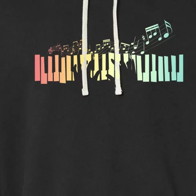 Pianist Gift Idea Keyboards Music Notes Piano Gift Garment-Dyed Fleece Hoodie