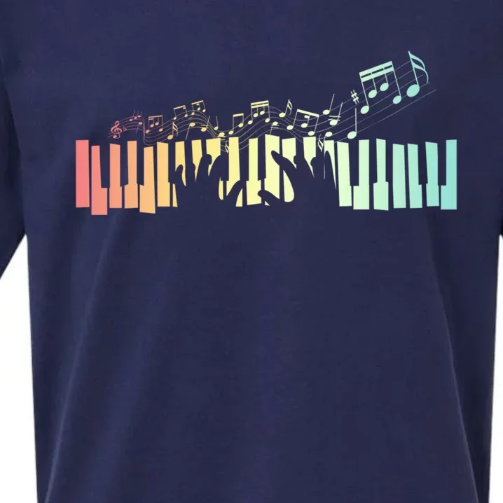 Pianist Gift Idea Keyboards Music Notes Piano Gift Sueded Cloud Jersey T-Shirt