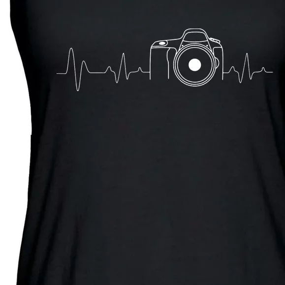 Photographer Gift Idea HeartBeat Photography Camera Ladies Essential Flowy Tank