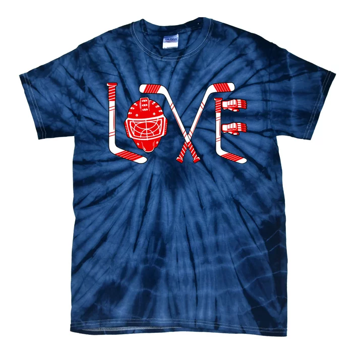 Player Goalie Ice Hockey Heart Funny Valentines Day Tie-Dye T-Shirt