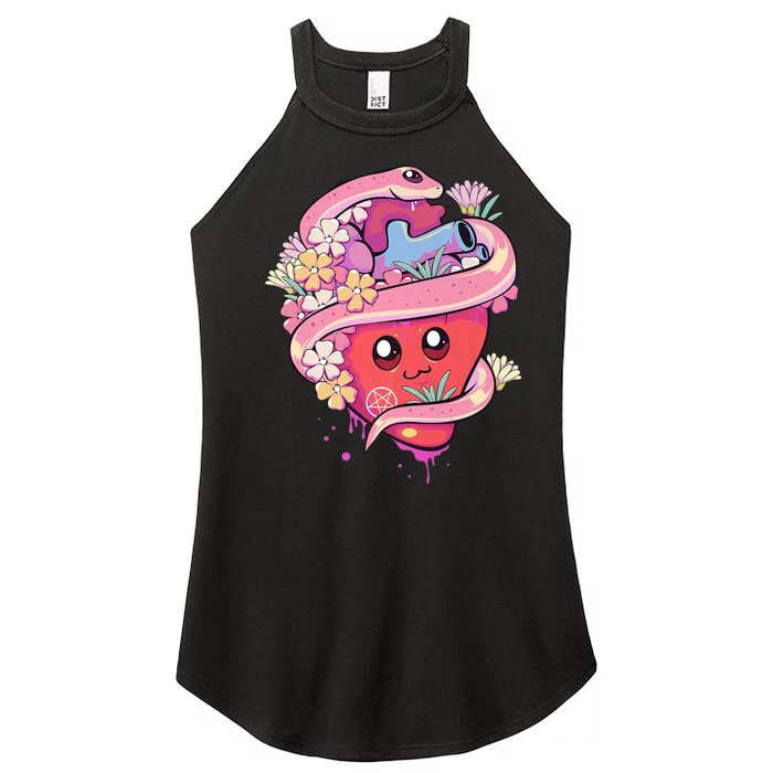 Pastel Goth Kawaii Anime Heart With Snake Serpent Women’s Perfect Tri Rocker Tank