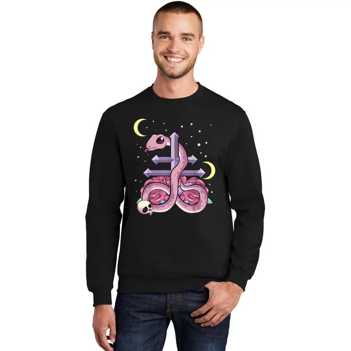 Pastel Goth Kawaii Leviathan Cross Snake Serpent Roses Sweatshirt