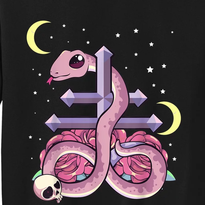 Pastel Goth Kawaii Leviathan Cross Snake Serpent Roses Sweatshirt