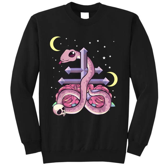 Pastel Goth Kawaii Leviathan Cross Snake Serpent Roses Sweatshirt