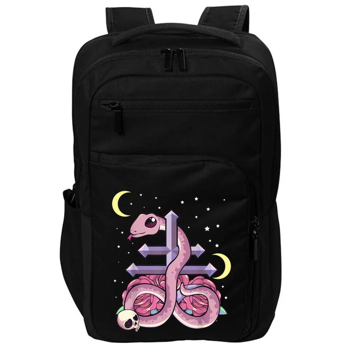 Pastel Goth Kawaii Leviathan Cross Snake Serpent Roses Impact Tech Backpack