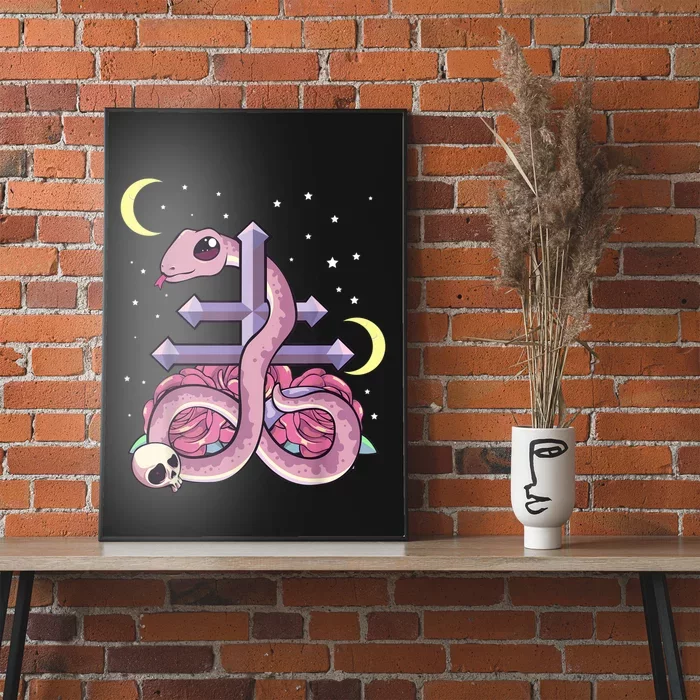 Pastel Goth Kawaii Leviathan Cross Snake Serpent Roses Poster