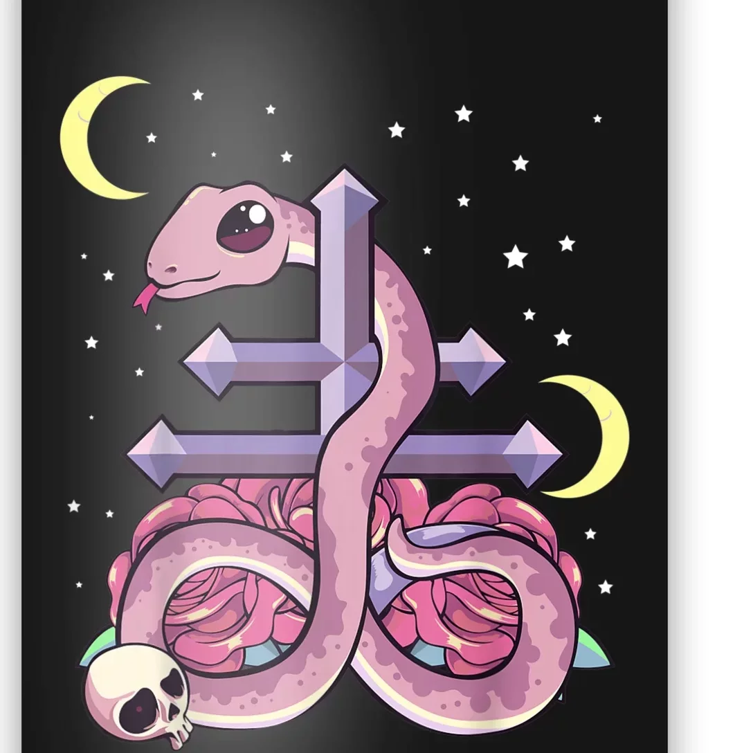 Pastel Goth Kawaii Leviathan Cross Snake Serpent Roses Poster