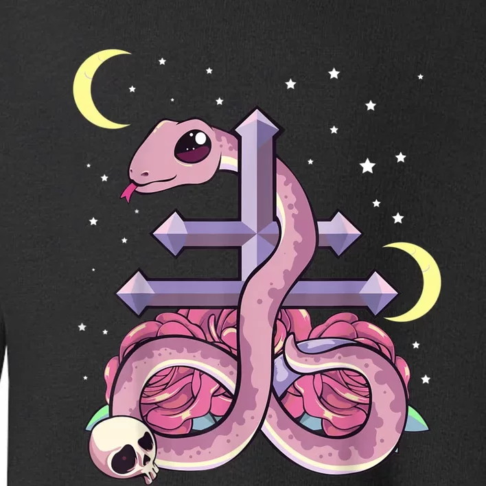 Pastel Goth Kawaii Leviathan Cross Snake Serpent Roses Toddler Sweatshirt