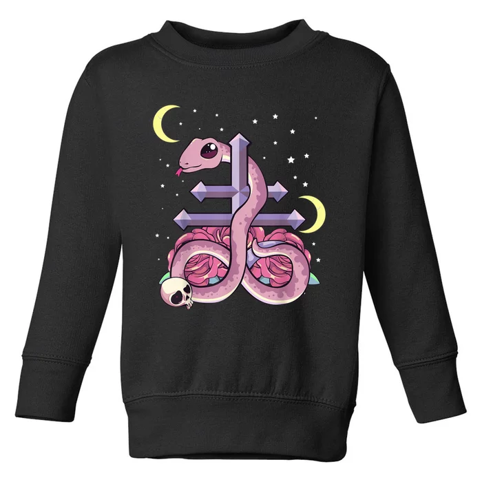 Pastel Goth Kawaii Leviathan Cross Snake Serpent Roses Toddler Sweatshirt