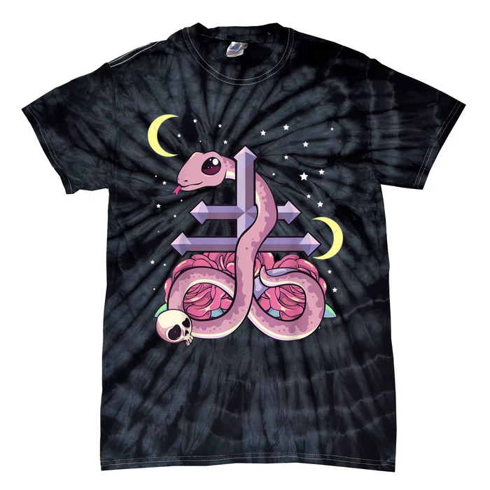 Pastel Goth Kawaii Leviathan Cross Snake Serpent Roses Tie-Dye T-Shirt