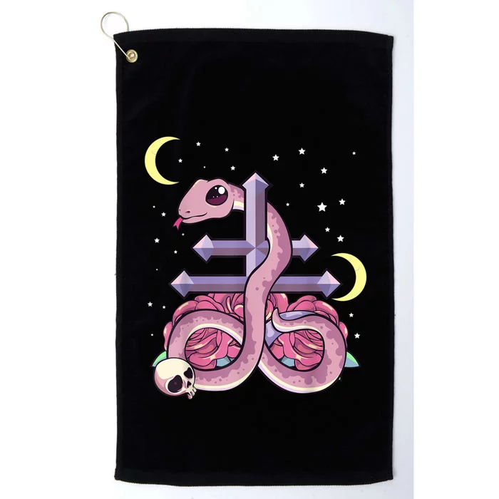 Pastel Goth Kawaii Leviathan Cross Snake Serpent Roses Platinum Collection Golf Towel