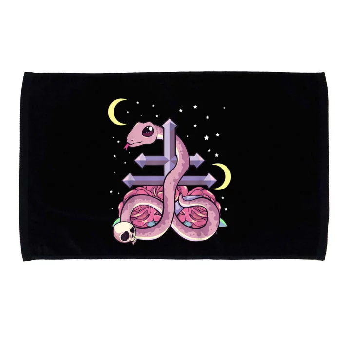 Pastel Goth Kawaii Leviathan Cross Snake Serpent Roses Microfiber Hand Towel