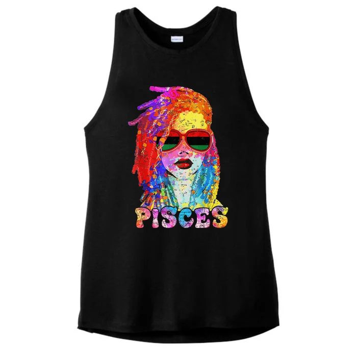 Pisces Girl LocD Hair Art Zodiac Birthday Ladies Tri-Blend Wicking Tank