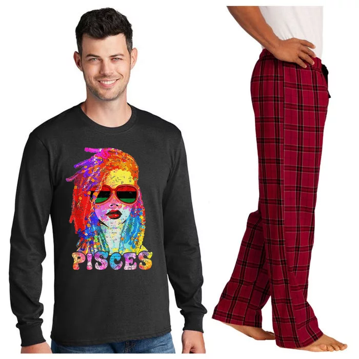 Pisces Girl LocD Hair Art Zodiac Birthday Long Sleeve Pajama Set