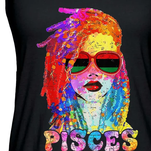 Pisces Girl LocD Hair Art Zodiac Birthday Ladies Essential Flowy Tank