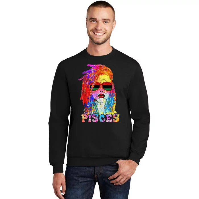 Pisces Girl LocD Hair Art Zodiac Birthday Tall Sweatshirt