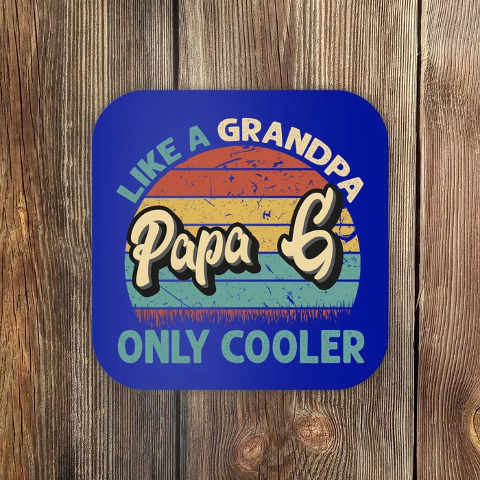 Papa G Like A Grandpa Only Cooler Vintage Dad Fathers Day Gift Coaster