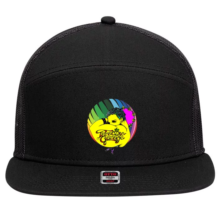 Paradises Garages Logo Pride Colors Sphere 7 Panel Mesh Trucker Snapback Hat