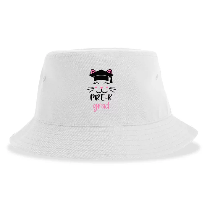 Pre-K Grad Last Day of School Cute Cat Face Sustainable Bucket Hat