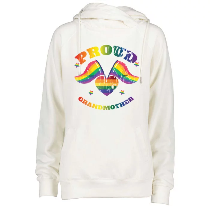 Proud Grandmother Lgbt Vintage Rainbow Ally Pride Lgbtq+ Gift Womens Funnel Neck Pullover Hood