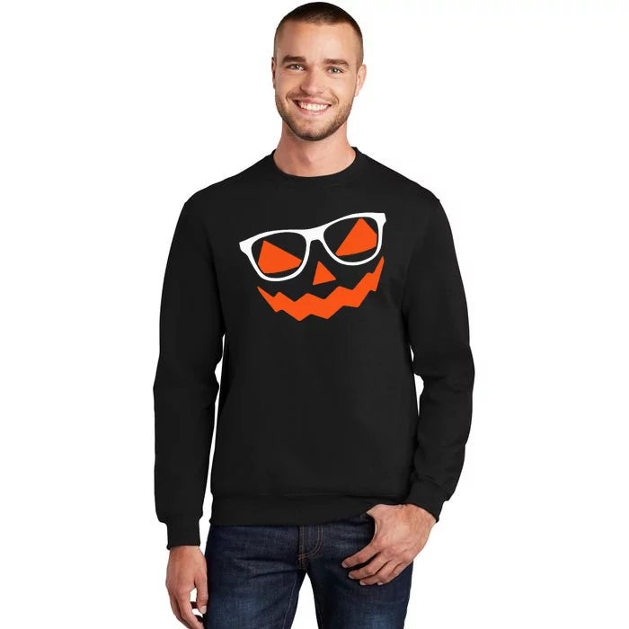 Pumpkin Glasses Lazy Halloween Costume Cool Jack O Lantern Tall Sweatshirt