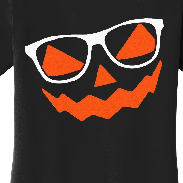 Pumpkin Glasses Lazy Halloween Costume Cool Jack O Lantern Women's T-Shirt