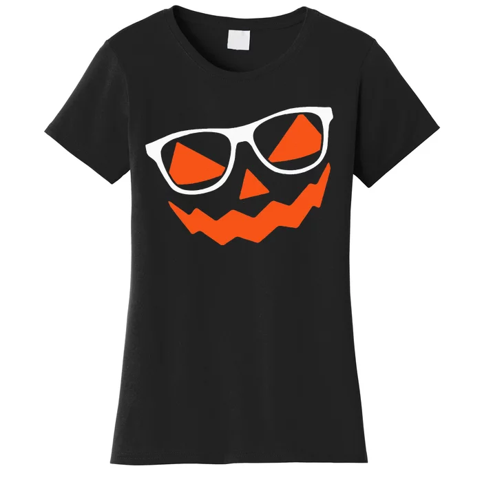 Pumpkin Glasses Lazy Halloween Costume Cool Jack O Lantern Women's T-Shirt