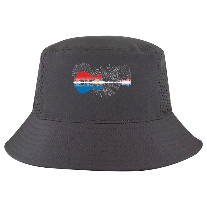 Patriotic Guitar Lake Reflections Night Sky 4th Of July Cool Comfort Performance Bucket Hat