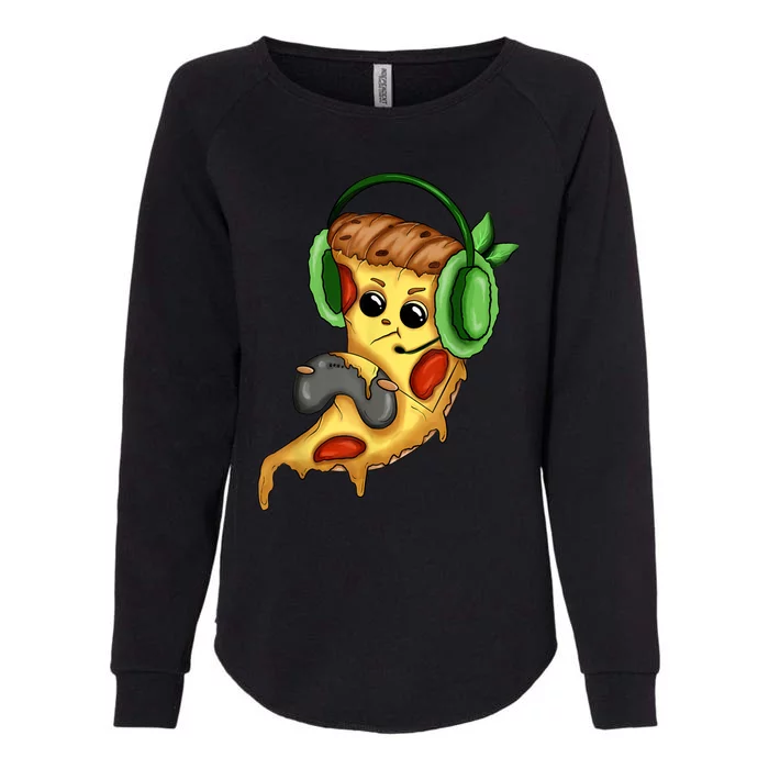 Pizza Gamer Love Play Video Games Funny Controller Headset Womens California Wash Sweatshirt