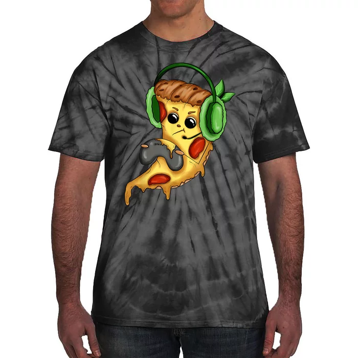 Pizza Gamer Love Play Video Games Funny Controller Headset Tie-Dye T-Shirt