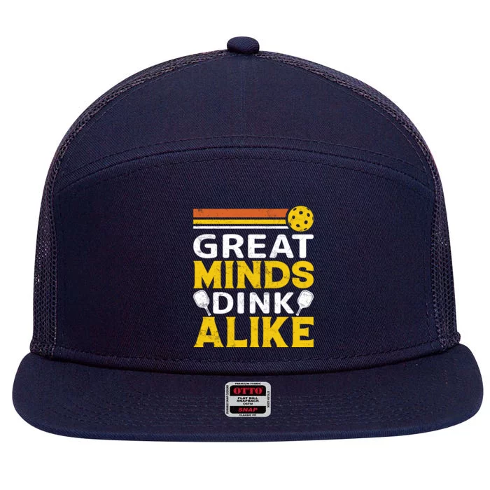 Pickleball Great Minds Drink Alike Pickleball Gift 7 Panel Mesh Trucker Snapback Hat