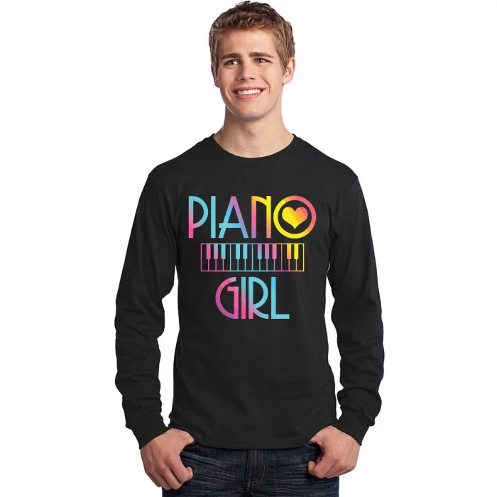 Piano Girl Musical Pianist Keyboard Cute Tall Long Sleeve T-Shirt