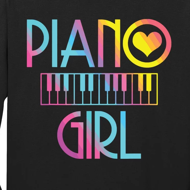 Piano Girl Musical Pianist Keyboard Cute Tall Long Sleeve T-Shirt