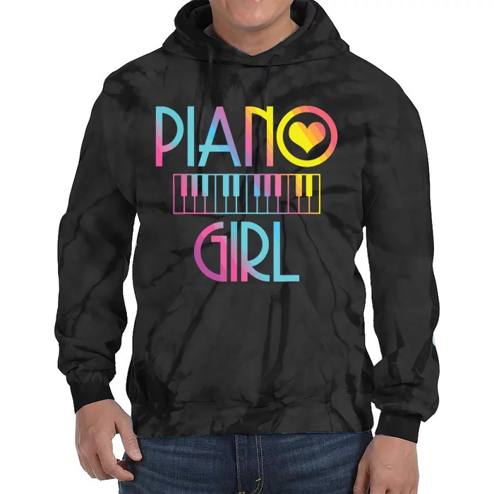 Piano Girl Musical Pianist Keyboard Cute Tie Dye Hoodie