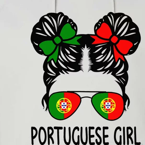 Portuguese Girl Messy Hair Portugal Pride Performance Fleece Hoodie