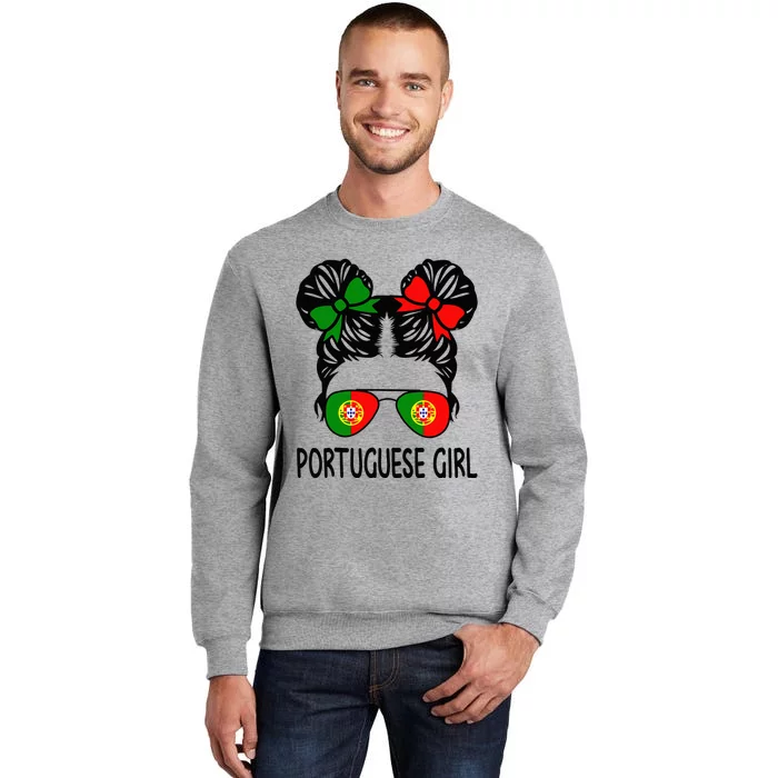 Portuguese Girl Messy Hair Portugal Pride Tall Sweatshirt