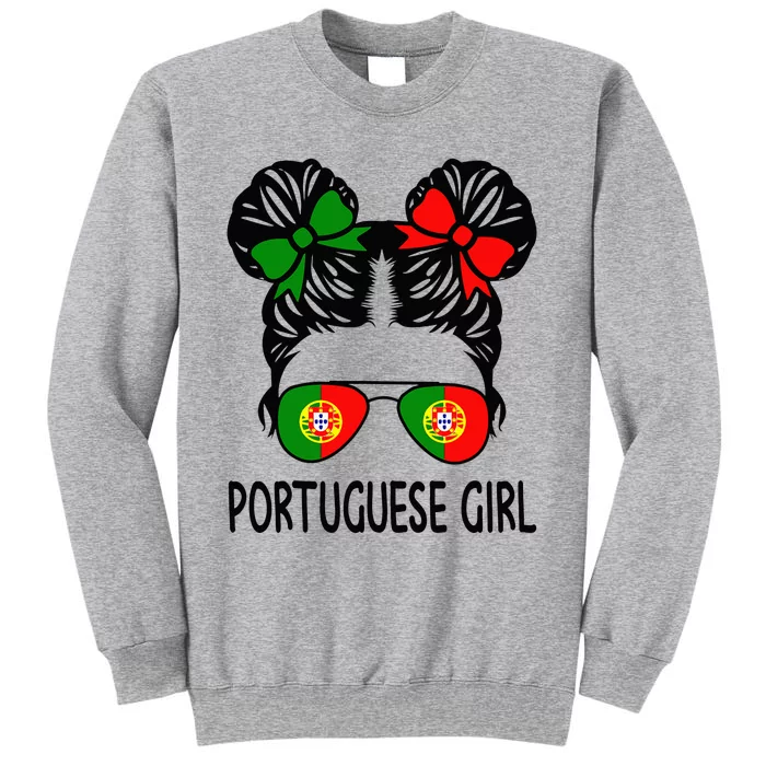 Portuguese Girl Messy Hair Portugal Pride Tall Sweatshirt