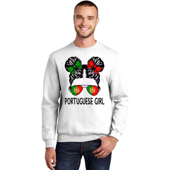 Portuguese Girl Messy Hair Portugal Pride Sweatshirt