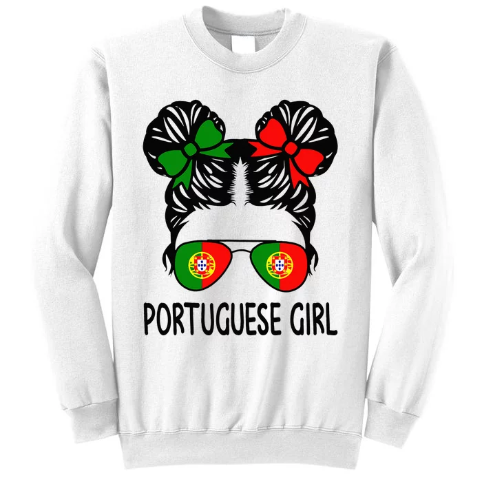 Portuguese Girl Messy Hair Portugal Pride Sweatshirt