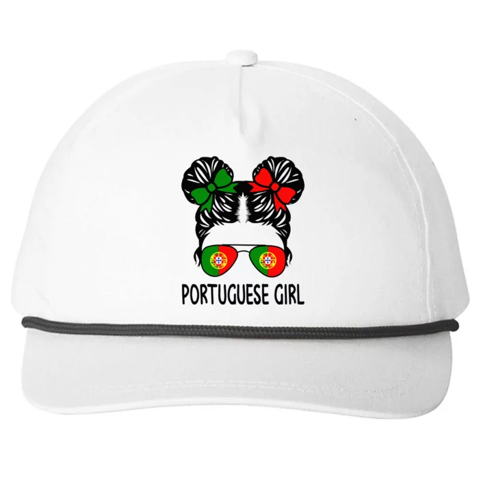 Portuguese Girl Messy Hair Portugal Pride Snapback Five-Panel Rope Hat