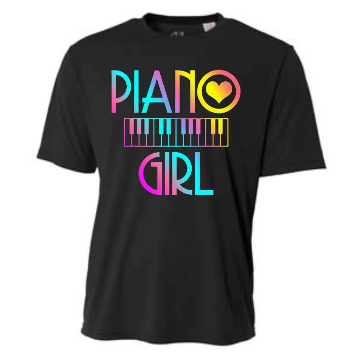 Piano Girl Musical Pianist Keyboard Cute Cooling Performance Crew T-Shirt