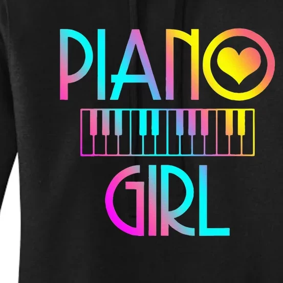 Piano Girl Musical Pianist Keyboard Cute Women's Pullover Hoodie