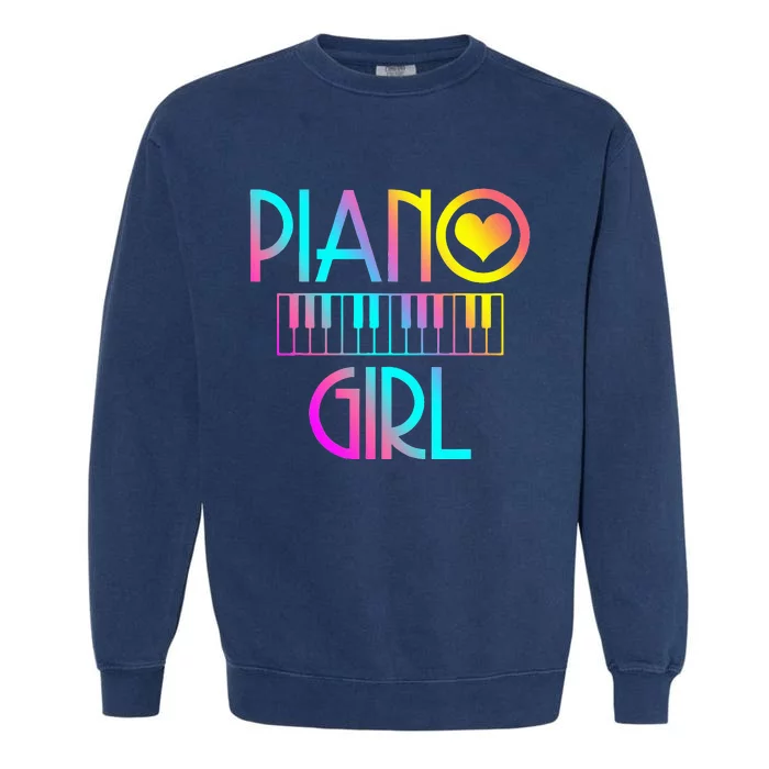 Piano Girl Musical Pianist Keyboard Cute Garment-Dyed Sweatshirt