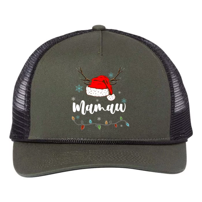 Personalized Gift Mamaw Christmas Santa Hat Light Up Gift Retro Rope Trucker Hat Cap